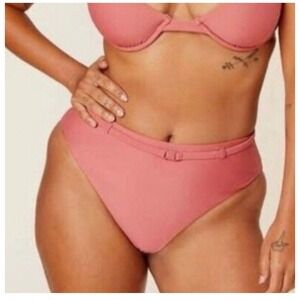 Andie Swim The Riviera High Waisted Bottom Eco Nylon in Punch Terracota sz S